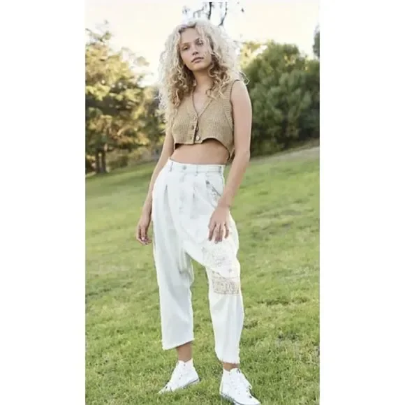 Free People North Star Patched Harem Jeans Size 26 - Picture 4 of 7